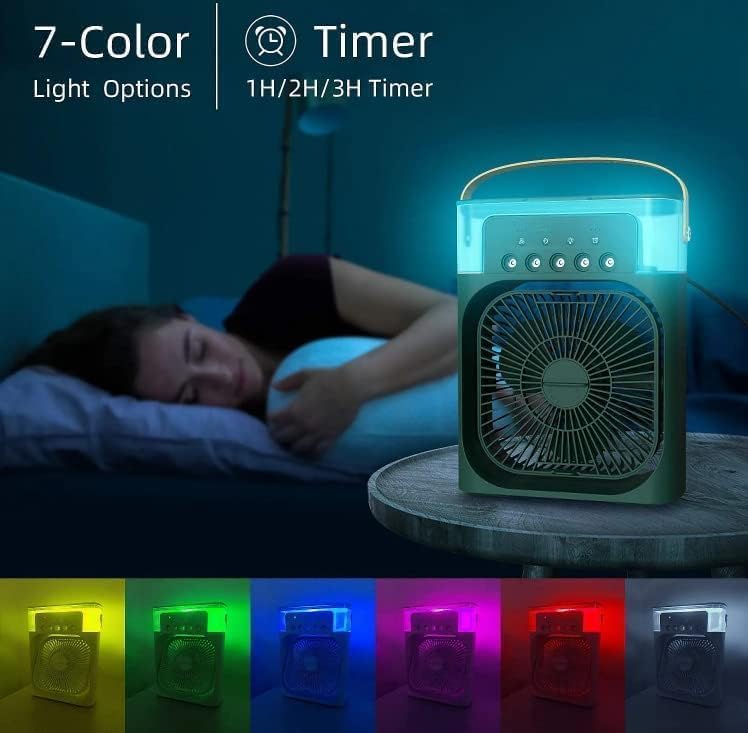 FrostBlast Pro Rechargable Portable AC Fan - With 7-Color Light Changing Mode