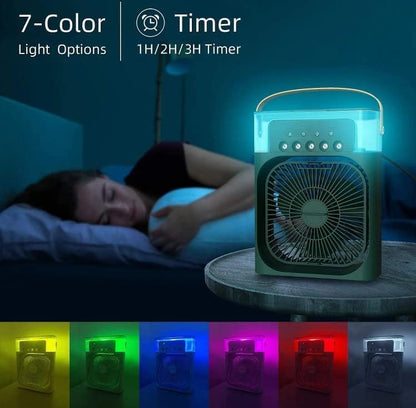 FrostBlast Pro Rechargable Portable AC Fan - With 7-Color Light Changing Mode