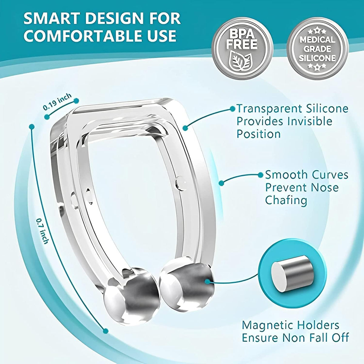 SnoreFree Magnetic Anti-Snoring Silicone Nose Clip