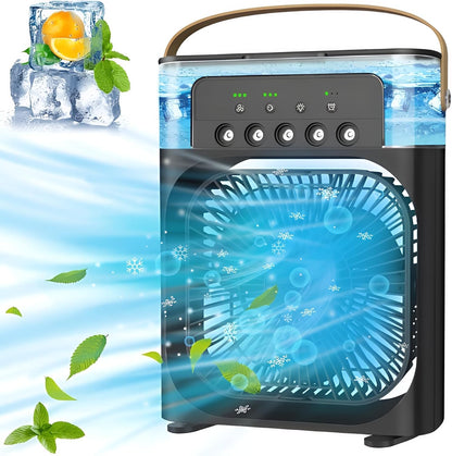 FrostBlast Pro Rechargable Portable AC Fan - With 7-Color Light Changing Mode