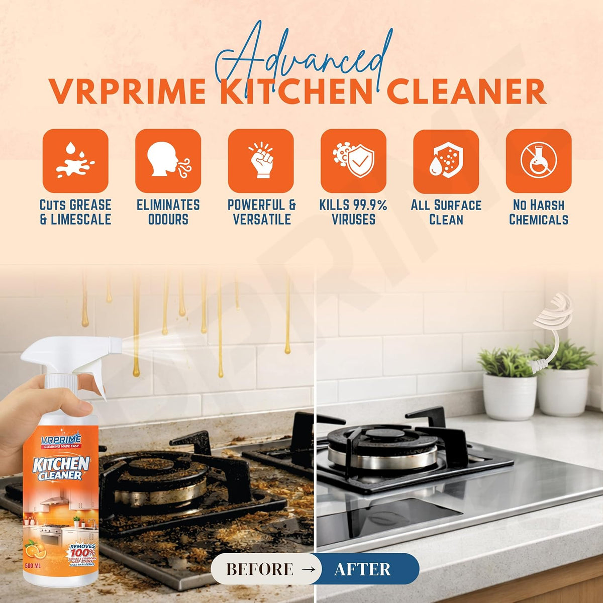 Scrubsy Advance Heavy-Duty Kitchen Oil & Stain Degreaser Spray - Big Size
