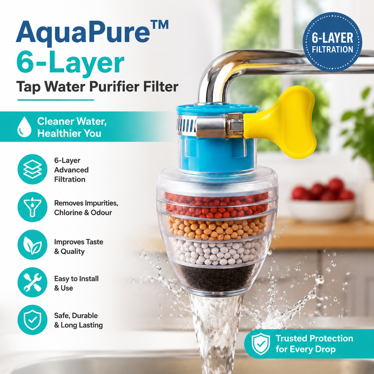 AquaPure™ 6-Layer Tap Water Purifier Filter 🚰✨
