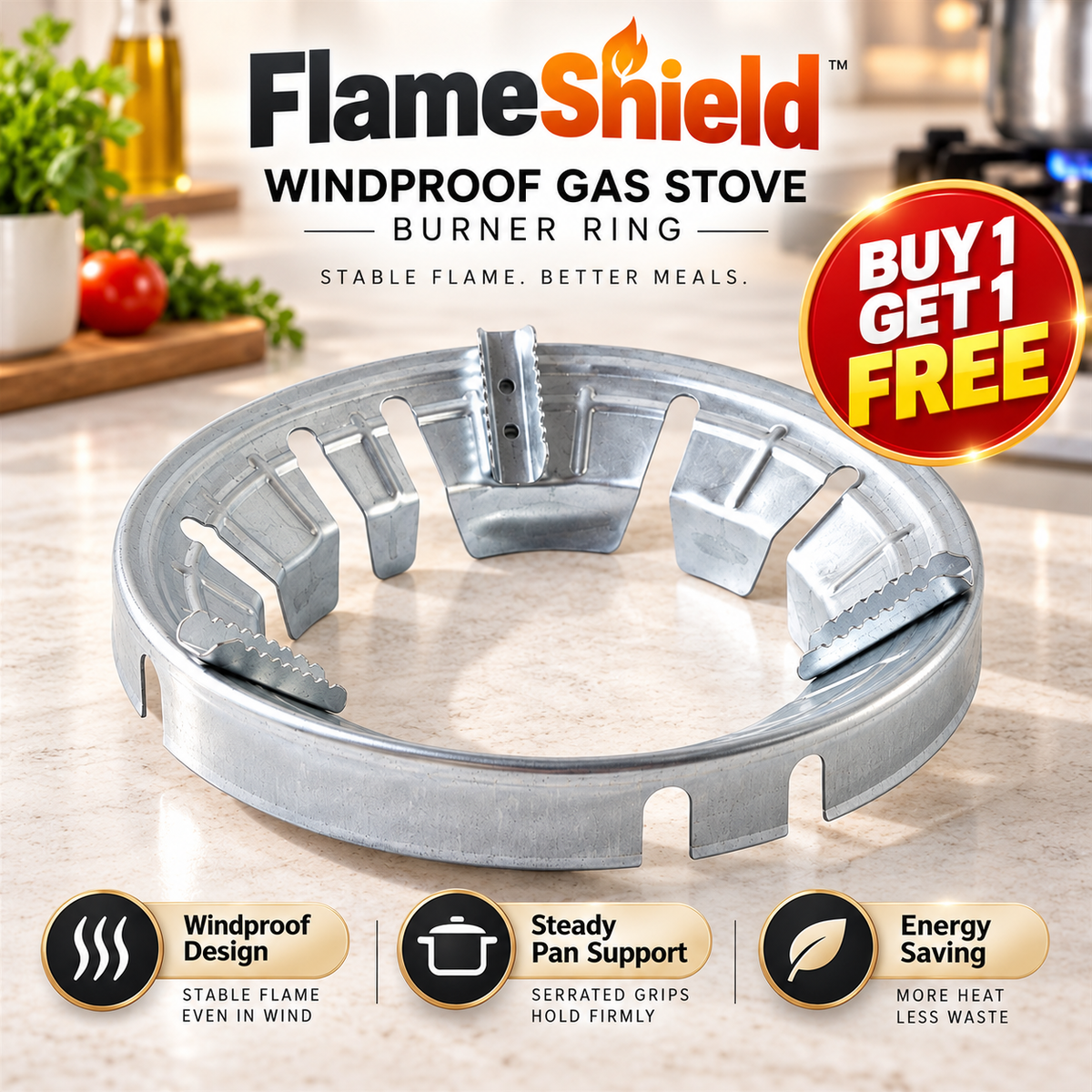 FlameShield Windproof Gas Stove Burner Ring🔥 | Buy 1 Get 1 FREE