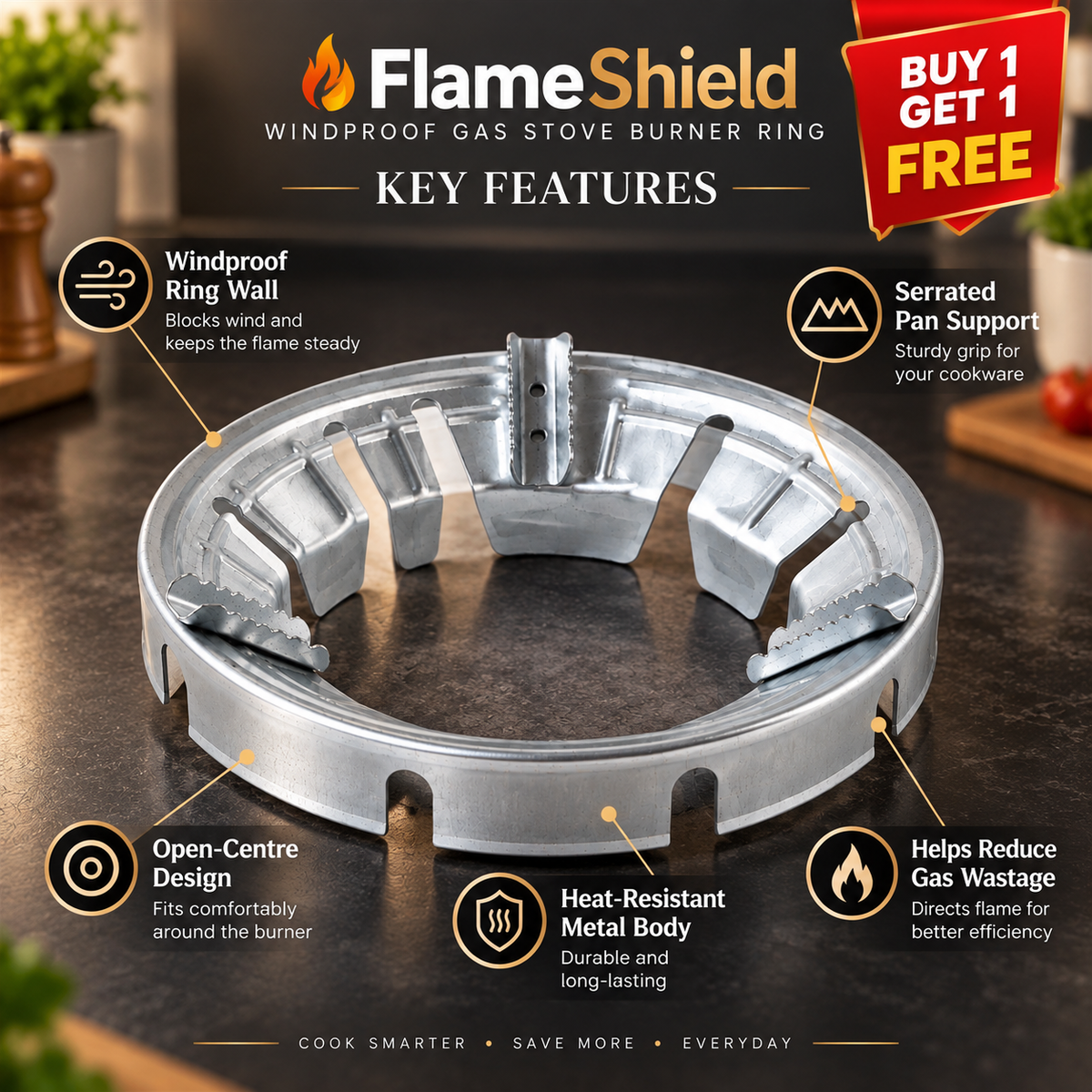 FlameShield Windproof Gas Stove Burner Ring🔥 | Buy 1 Get 1 FREE