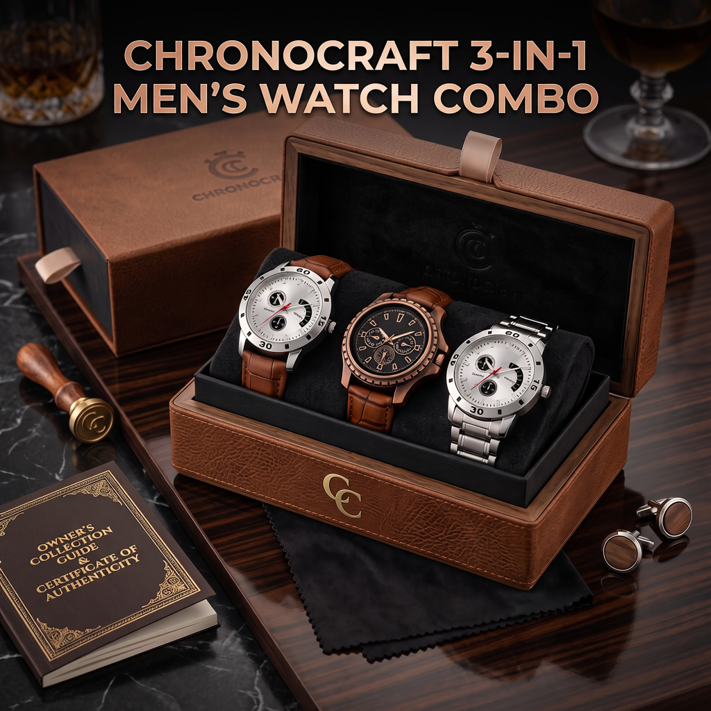 ChronoCraft 3-in-1 Men's Watch Combo (Pack of 3) - Buy 1 Get 2 FREE