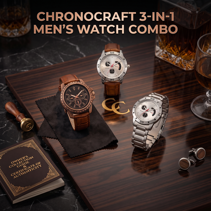 ChronoCraft 3-in-1 Men's Watch Combo (Pack of 3) - Buy 1 Get 2 FREE