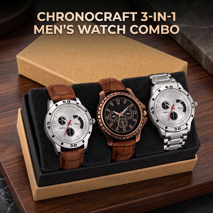 ChronoCraft 3-in-1 Men's Watch Combo (Pack of 3) - Buy 1 Get 2 FREE