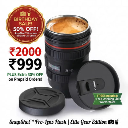 SnapShot™ Pro-Premium Lens Flask | Elite Gear Edition 📸🥤 | With Free Lid