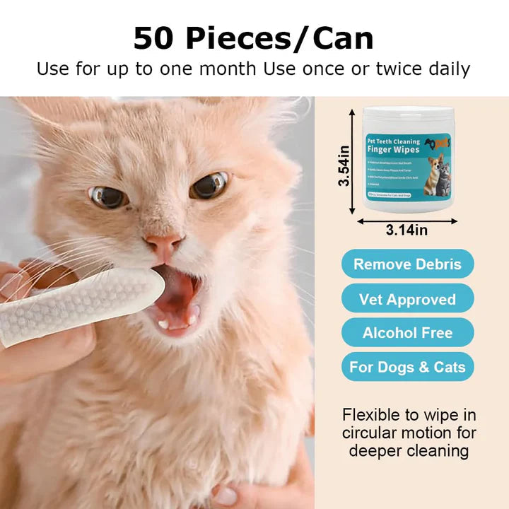 Pet Dental Wipes – Pack of 25 + 25 FREE | Total - 50 Wipes Pack