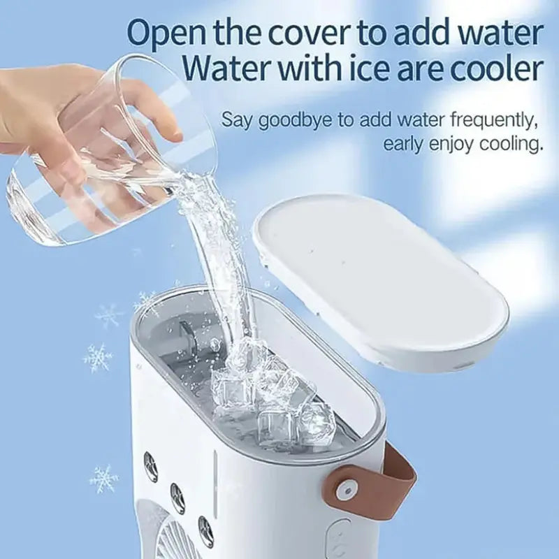 Vertex Dual-Cool Double Head Mist Cooling Fan with Remote | 3-Speed USB Rechargeable Air Cooler for Desk & Bedroom (1 Pc With Remote)