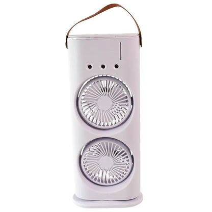 Vertex Dual-Cool Double Head Mist Cooling Fan with Remote | 3-Speed USB Rechargeable Air Cooler for Desk & Bedroom (1 Pc With Remote)